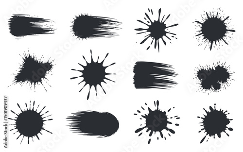 Wallpaper Mural Twelve Ink Splatter and Brush Stroke Designs for Artistic Projects Torontodigital.ca