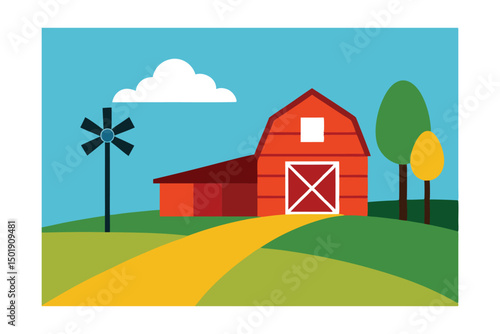 farm with barn