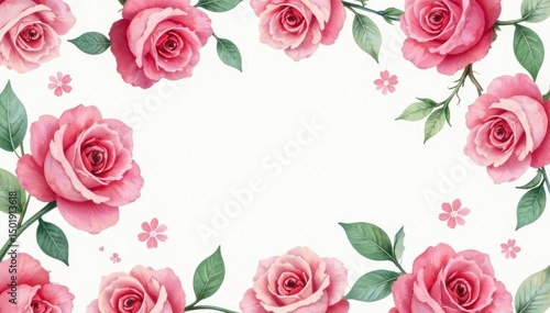Delicate watercolor roses repeat in a soft, romantic pattern , roses, watercolor, garden