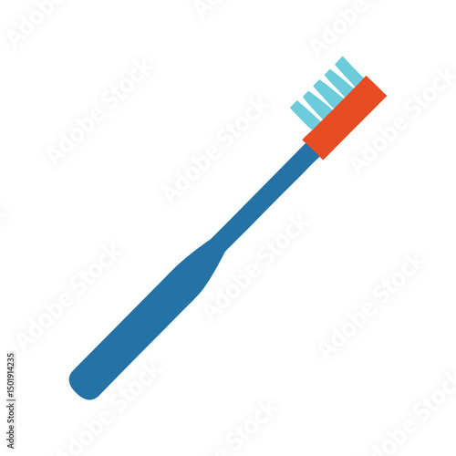 Minimalist blue toothbrush vector illustration for dental hygiene and health
