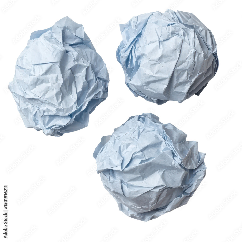 Naklejka premium Crumpled paper balls isolated on transparent background