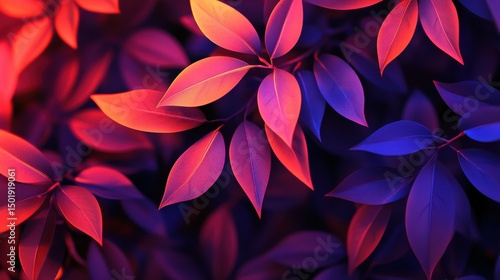 Vibrant Abstract Leaves with Rich Colors and Soft Lighting Effects