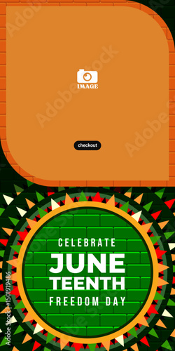Juneteenth Freedom Day. Banner design with blooming flower geometry ornaments for ads, speech, campaign on June 19