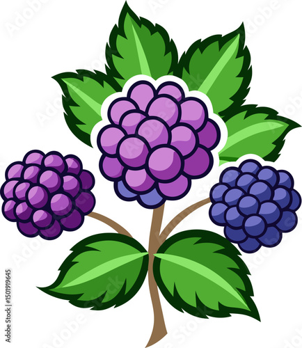 Bramble flowers vector art icon white background 
