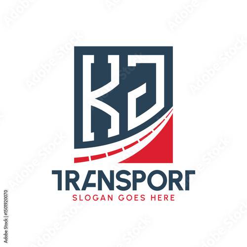 Letter KJ Transport Logo Design. Modern KJ Road Logo for Delivery, Transport Company and Fleet Business