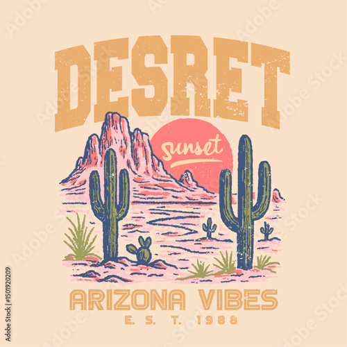 Arizona desert Graphic design. fashion graphic design or poster design. natural desert hand drawing sketch. t-shirt sweatshirt all apparel clothing design graphic.  print for fashion and clothing.