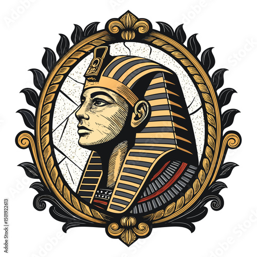 A meticulously detailed digital painting of a vintage Sphinx head, elegantly encased within an ornate Baroque-style frame.  Focus on intricate detail and rich textures.