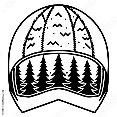 Nature Helmet Vector – Forest Texture on White