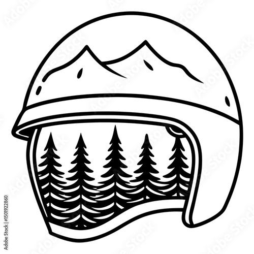 Nature Helmet Vector – Forest Texture on White