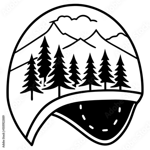 Nature Helmet Vector – Forest Texture on White