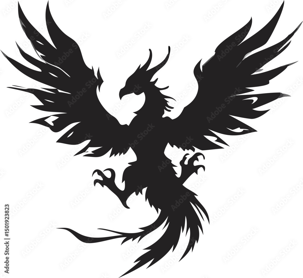 Fototapeta premium Majestic Phoenix Silhouette with Spread Wings