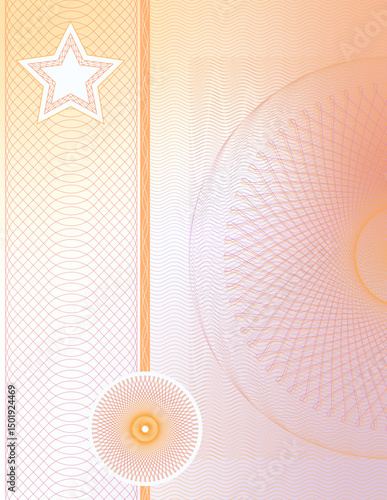 pale orange and violet guilloche background for any diploma
