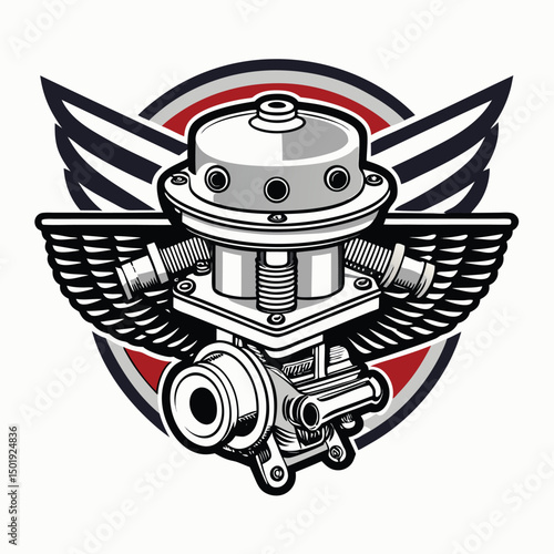 Картината върху платно Design a classic carburetor logo featuring stylized airflow, emphasizing speed and power