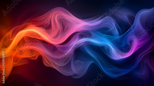 Wallpaper Mural Abstract swirling smoke-like shapes in vibrant colors, flowing across a dark background Torontodigital.ca