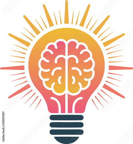 Electric light bulb with the inner details representing a brain