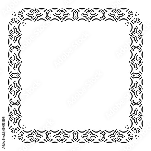 Geometric Border Frame in Black & White, Elegant Design Element