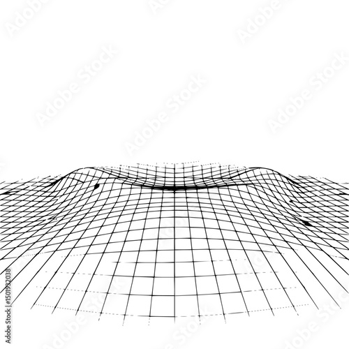 Abstract Gridded Surface: Minimalist 3D Render, White Background