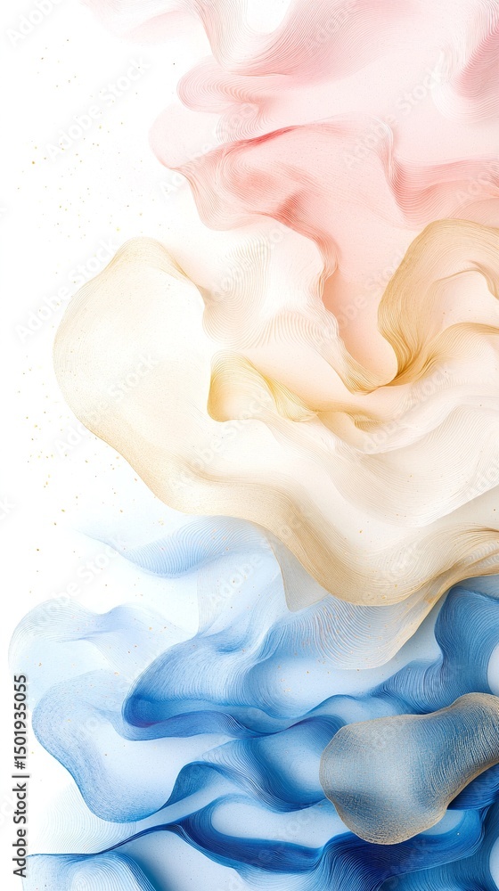 Abstract Fluid Art with Pink Gold and Blue Hues Abstract Fluid Art with Pink Gold and Blue Hues