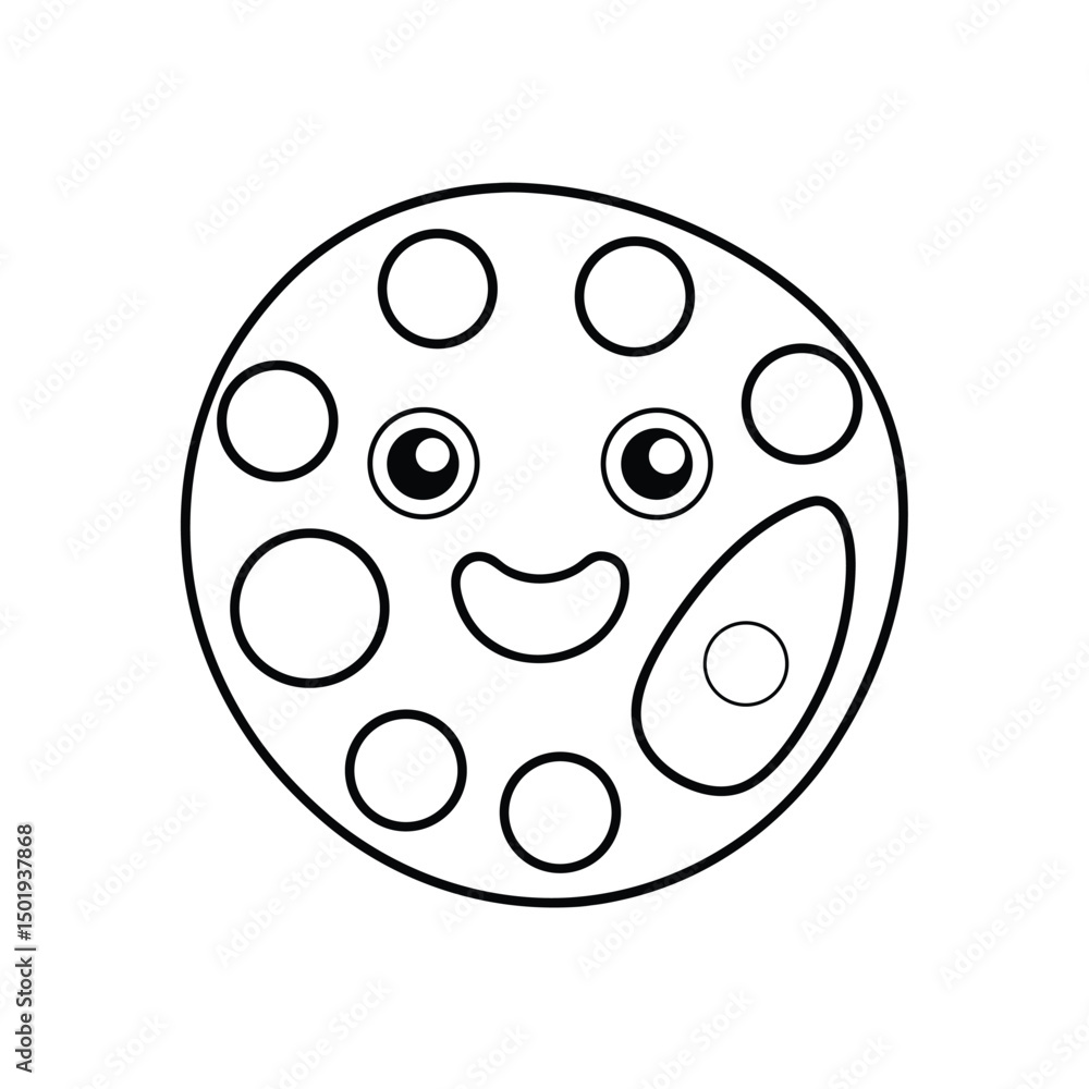 Obraz premium Printable Smiling Paint Palette Coloring Page Vector
