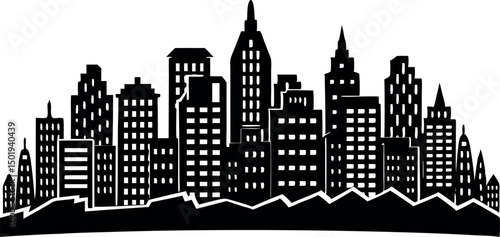 Manila, Philippines Skyline Silhouette (All Buildings Are Moveable, Complete and Highly Detailed)