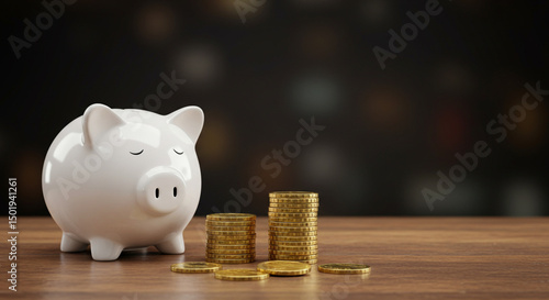 Piggy bank savings gold coins investment financial planning wealth management money saving tips and strategies