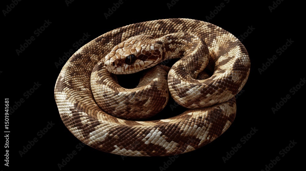 Obraz premium Coiled snake, intricate patterns