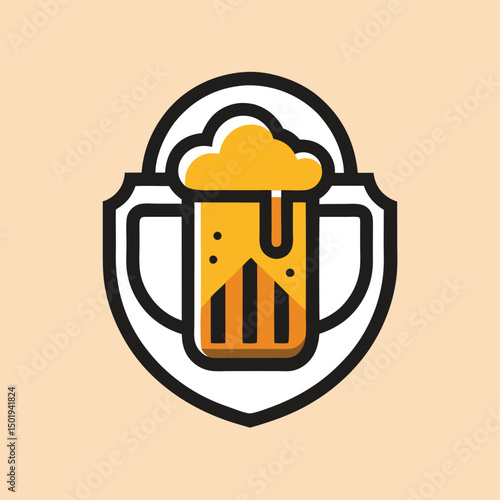 Creative vector illustration of a frothy beer mug with barley on a warm background showcasing fresh brewing culture