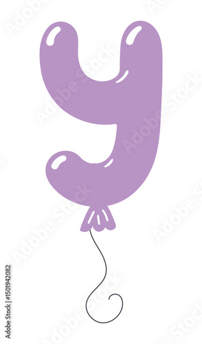 Wallpaper Mural Latin letter Y shaped balloon, rounded glossy design, isolated vector on transparent background. Hand drawn illustration. Holiday, party, celebration, anniversary, birthday card, banner element Torontodigital.ca