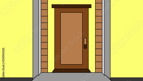 Apartment entrance illustration in cartoon style