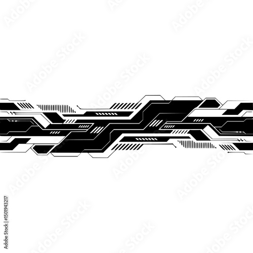 Abstract Black Circuit Board Design on Gradient Background