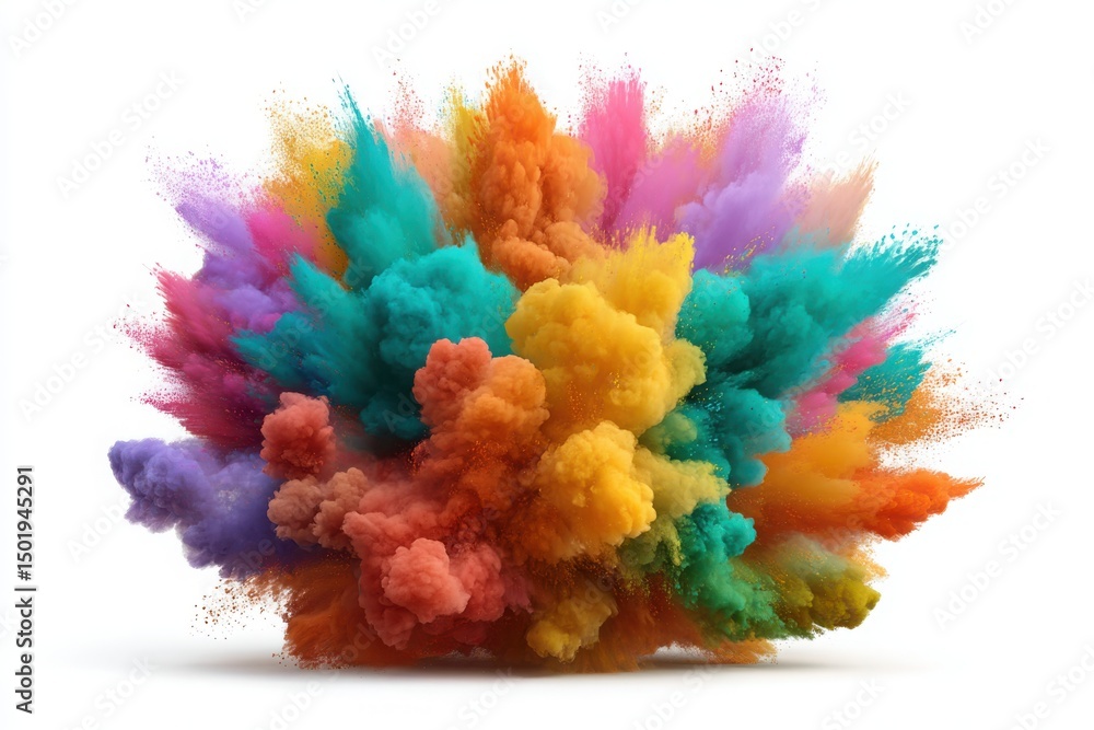 Fototapeta premium Colorful powder explosion effect on white background