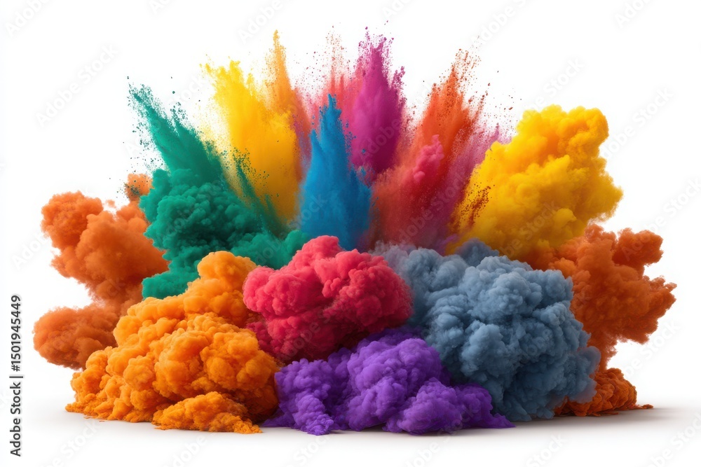 Fototapeta premium Colorful powder explosion effect on white background