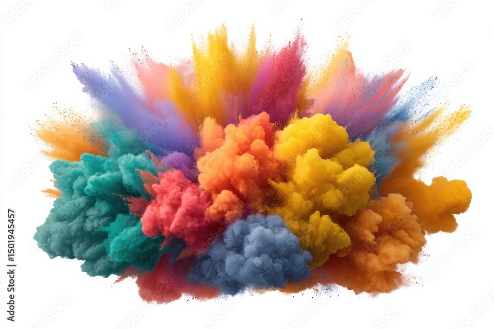 Fototapeta premium Colorful powder explosion effect on white background