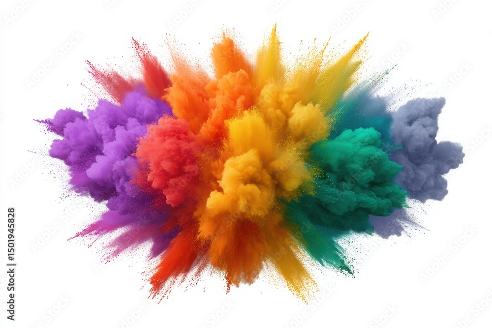 Fototapeta premium Colorful powder explosion effect on white background
