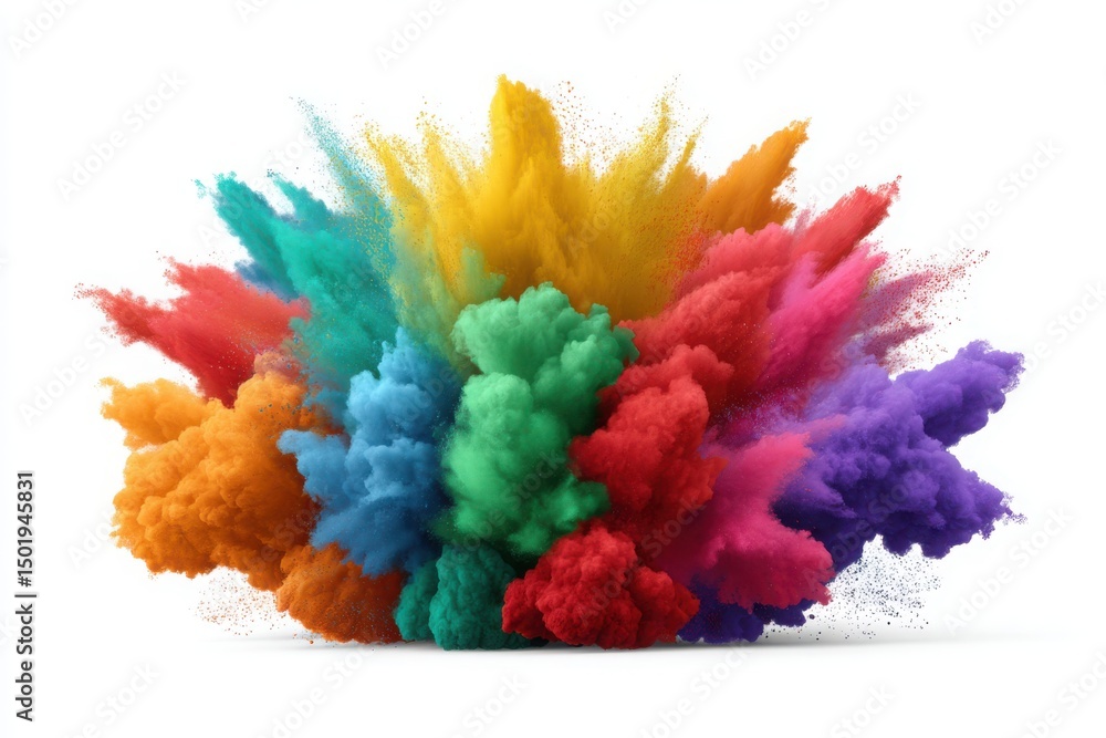 Fototapeta premium Colorful powder explosion effect on white background