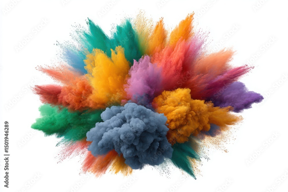 Fototapeta premium Colorful powder explosion effect on white background