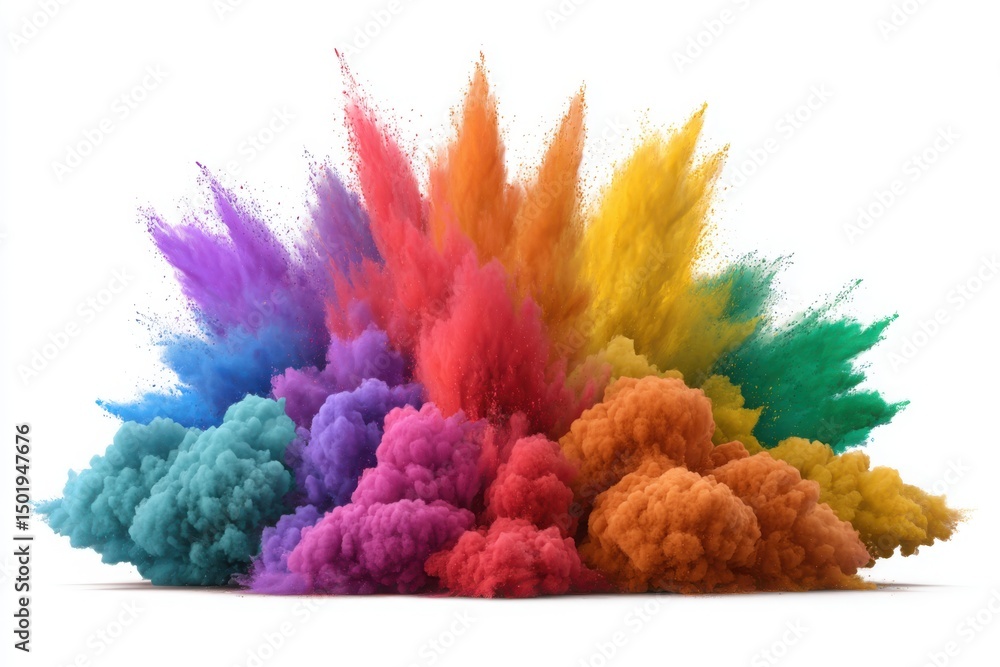 Fototapeta premium Colorful powder explosion effect on white background