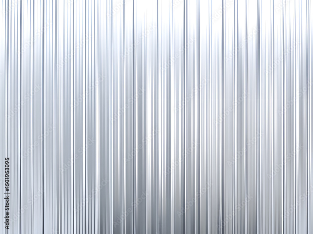 Obraz premium Abstract ribbed light silver pearlescent plate. Gradient polycarbonate background. Reeded lined pattern. Glass pattern background wallpaper with subtle grain dust effect