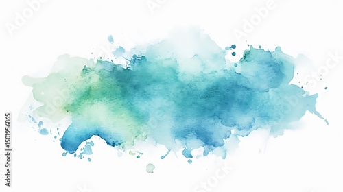 Abstract watercolor wash design with teal and mint tones.