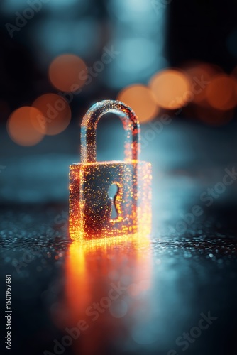 Digital Lock Symbol Representing Cybersecurity and Data Protection in a Conne...