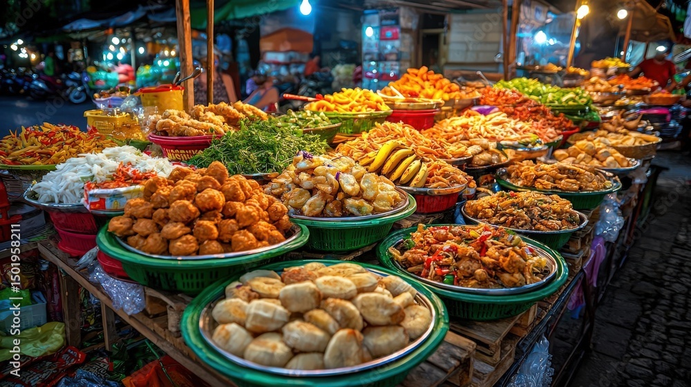 Obraz premium Vibrant market showcasing an array of fresh spices and herbs.