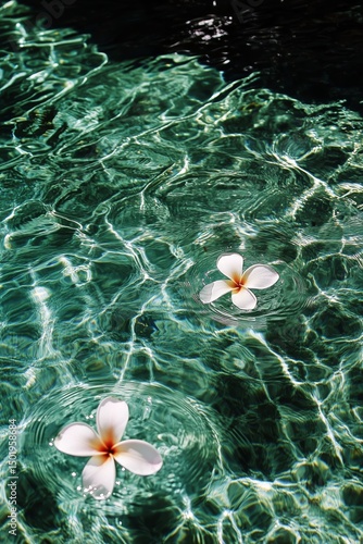 Tranquil Water With Floating Flowers in a Serene Setting During Daylight Hours