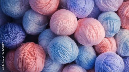 Colorful Yarn Balls Stacked Together in Soft Pastels, Showcasing Texture and ...