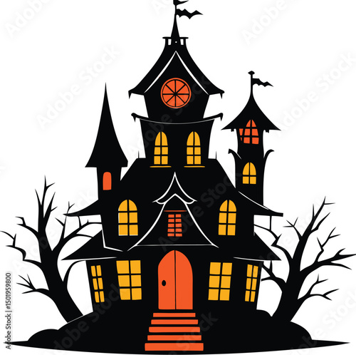 halloween castle vector illustration
