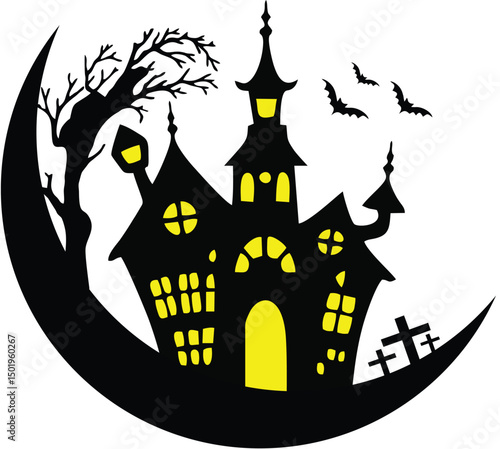 halloween background with haunted house