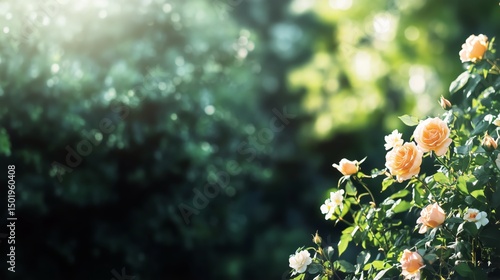 Pink Roses Blooming in a Lush Garden During a Sunny Afternoon