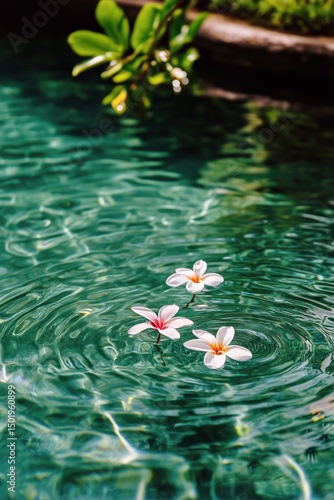 Tranquil Water With Floating Flowers in a Serene Setting During Daylight Hours