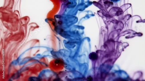 Colorful ink drops in water abstract art background fluid motion dissolving colors mixing effect video