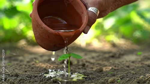 Watering seedling plant care gardening growing plants garden care tips plant growth new life sprout