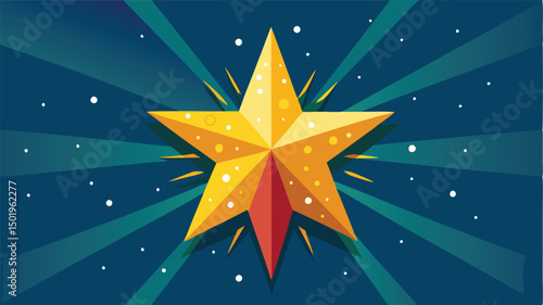 Bright gold star vector illustration with radiating lines and sparkling background suitable for festive designs or celebrations